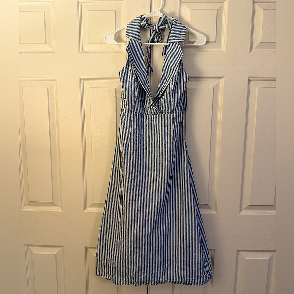 Lulus Collard Halter Linen Dress